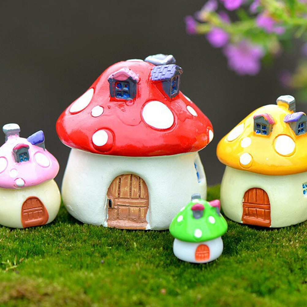 Mediterranean house mushroom Castle DIY Resin Fairy Garden Craft Decoration Miniature Micro Gnome Terrarium 3Sizes 1Pcs