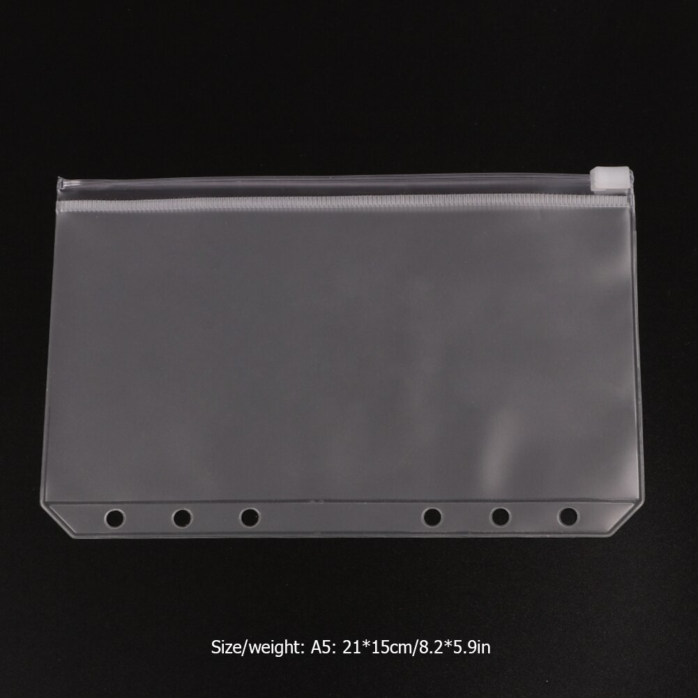 PVC Transparent A5 A6 A7 Storage Bag Loose Leaf Pouch with Self-Styled Zipper Filing Binder Document For Ring Notebook Binder: A5