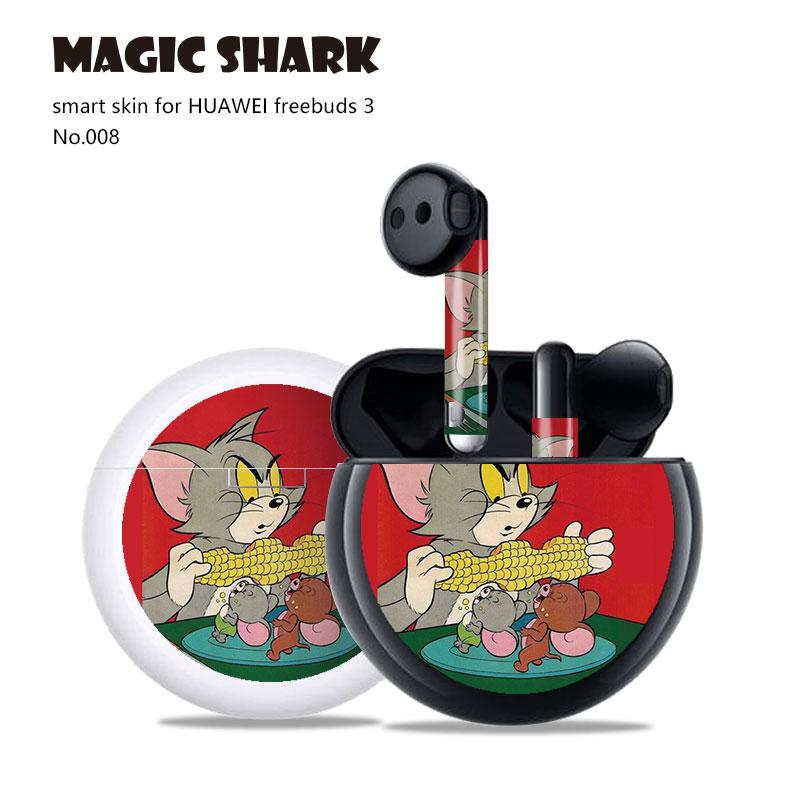 Magic Shark 2.5D pcv malowanie czaszka diabeł naklejki skóry pokrywa Film Case dla HUAWEI Freebuds 3: 008