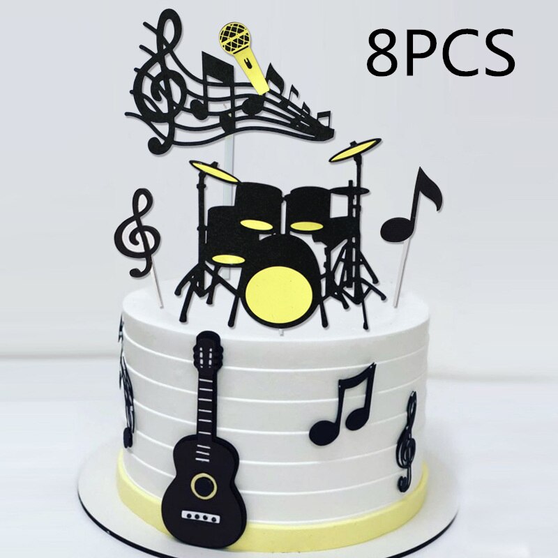 Piano Music Theme Acrylic Cake Topper Musical Notes Happy Birthday Cake Topper Party Supplies Cake DIY Accessories: Drum kit