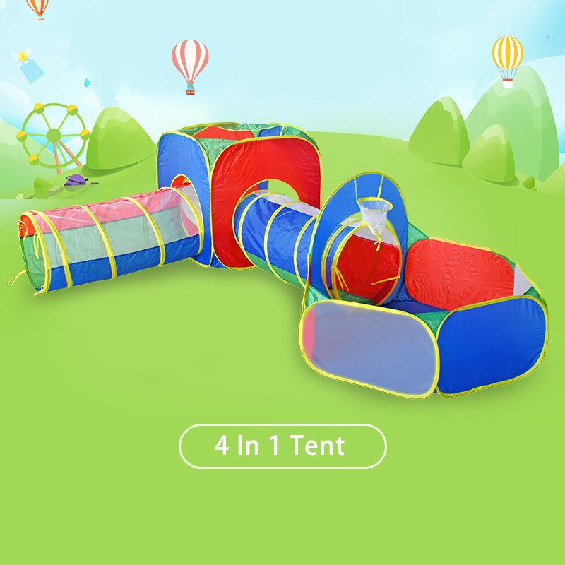 3 In 1 Kinderen Spelen Tent Voor Kinderen Speelhuisje Speelgoed Tunnel Tent Voor Jongen Meisjes 4Pc Kinderen Ballen pit Pool Tent Voor Peuters