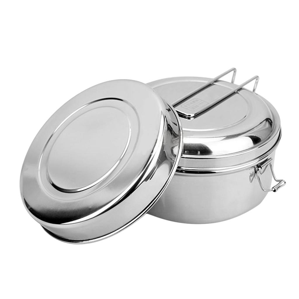 Metal lunch box, stainless steel round lunch box for camping, hiking, hunting,