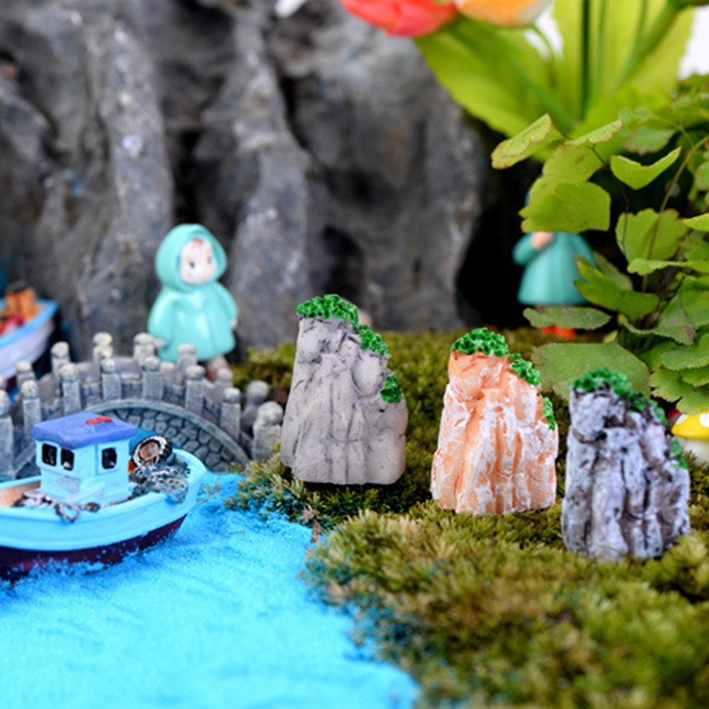 1Pcs Mini Rotstuin Boot Stakes Diy Hars Ambachtelijke Fairy Garden Gnome Ornament Jardin Lake Oceaan Miniatuur Terrarium Decoratie Gereedschappen