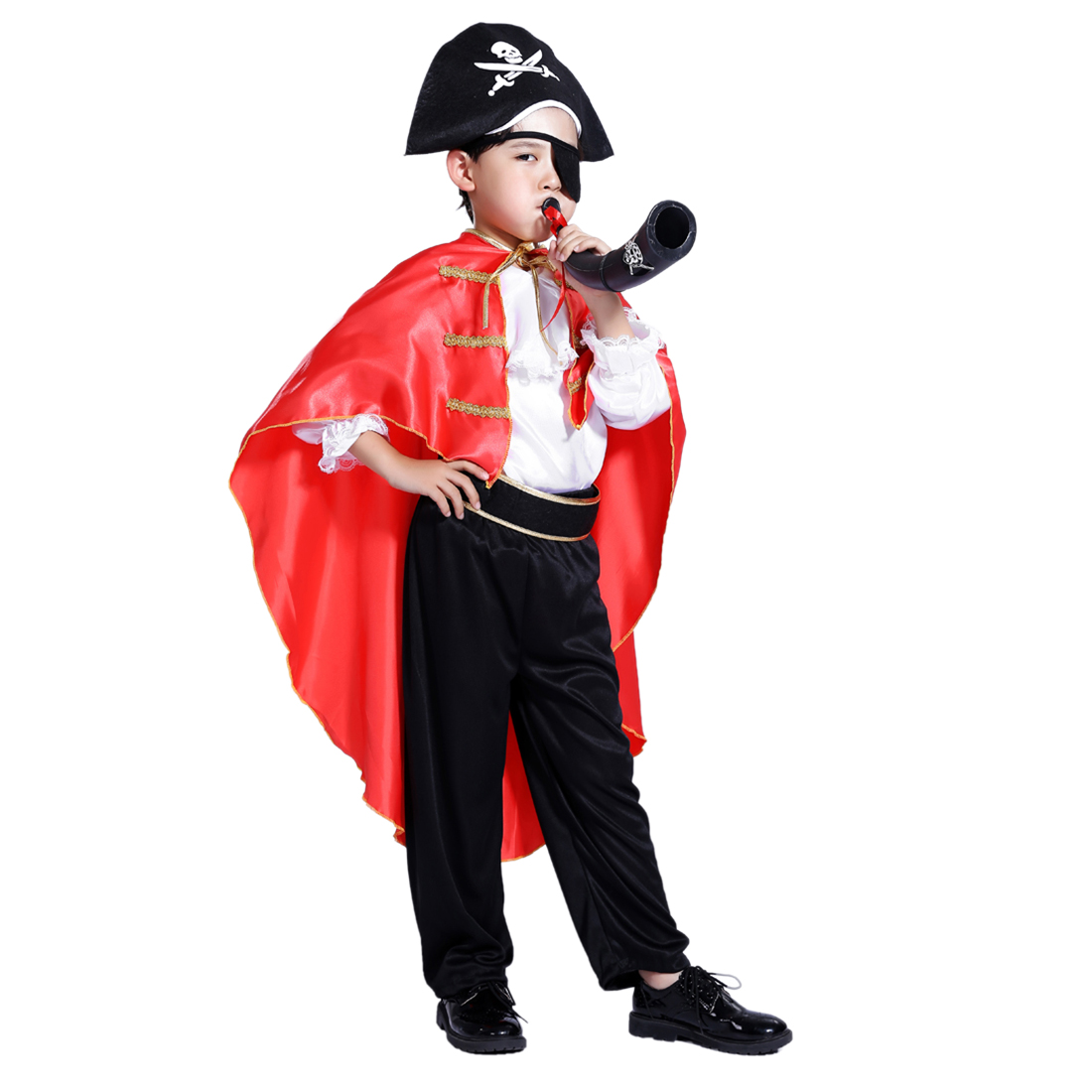 Kid's Party Halloween Pirate Cosplay Suit Captain Jack Costume Set for 4-6 Years Old - M L XL Size
