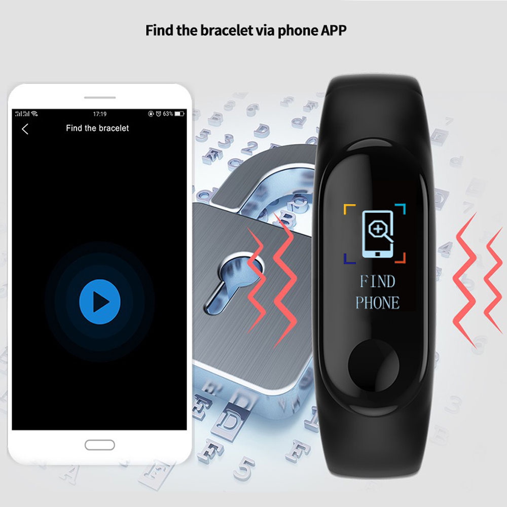 M3 skridttæller løb sport armbånd tracker trin  m3 plus pulsmåler tæller gå fitness armbånd ur armbånd