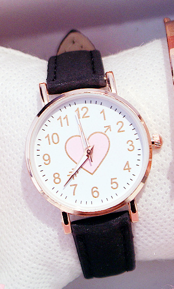 reloj bonito con esfera en forma de corazón para mujer, reloj de para estudiantes, reloj sencillo para novia, orologio donna: Negro