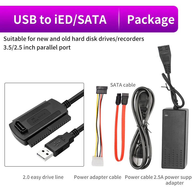 3 in 1 USB 3,0 2,0 zu ide Sata Adapter Konverter Sata 2,5 3,5 Zoll SDD Festplatte Festplatte Adapter kabel für PC Laptop Notizbuch: Weiß