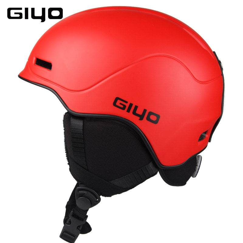 GIYO Warm Snowboard Safety Winter Outdoor Sports Helmet Ski Men Women Light Crash Snow Helmets Integrally-molded: red