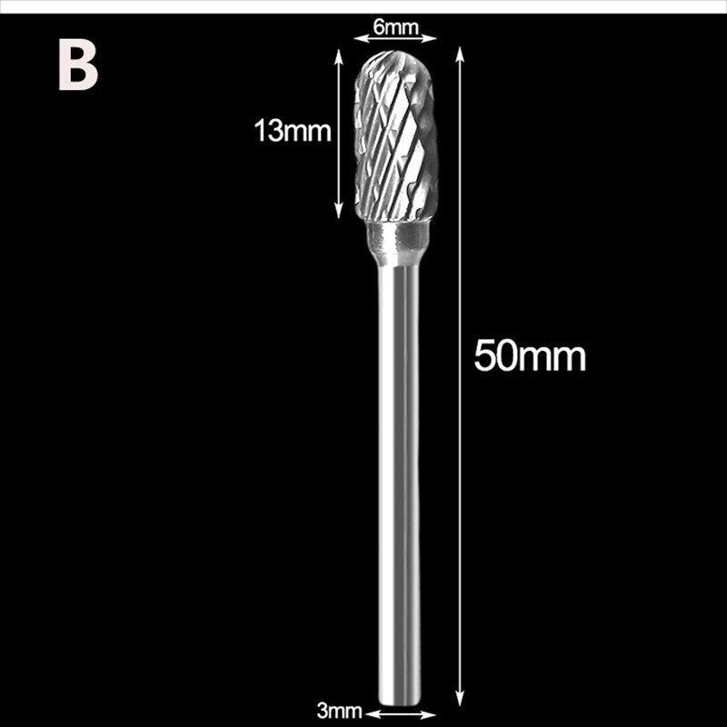 3x6mm Tungsten Steel Carbide Burr Cutter Rotary Tool Burr Double Diamond Cut Rotary Polishing Tools: B