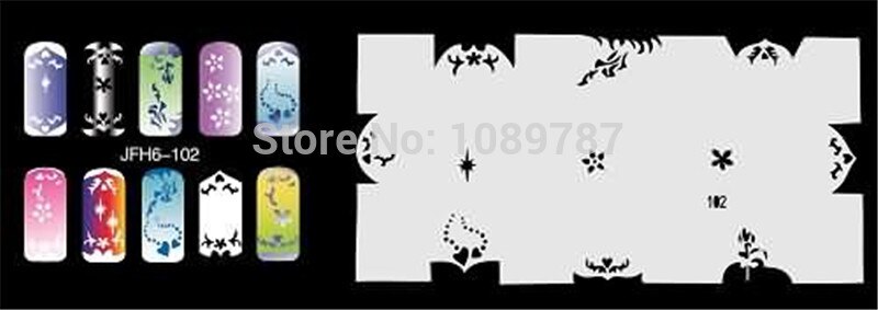 ABEST-aerógrafo reutilizable para uñas, Set de plantillas para uñas, 280 diseños, 20 hojas de plantillas, 6 unidades