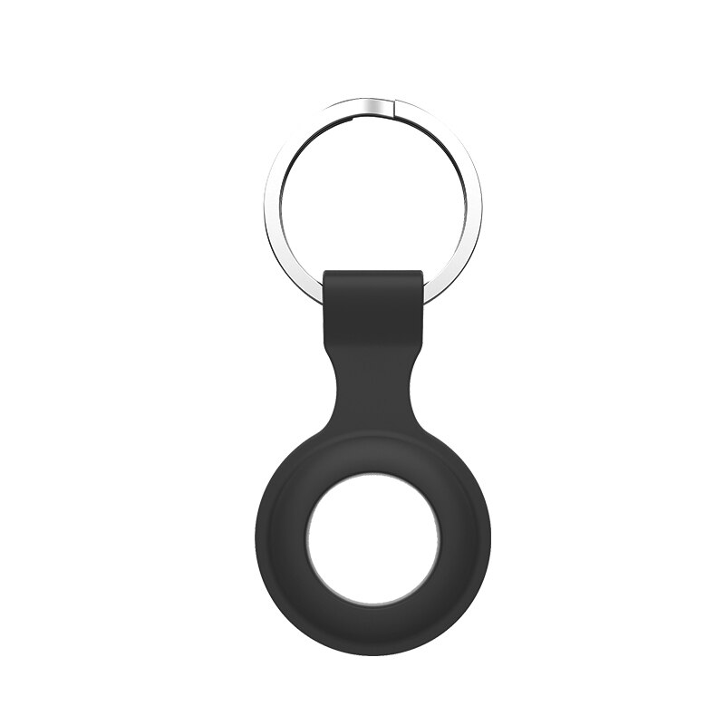 Nuove custodie protettive per Apple Airtag Tracker in pelle custodia portachiavi Airtag in Silicone anti-smarrimento Airtag Cover Leder: Black Silicone