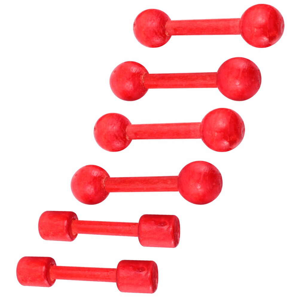 6 pièces main poignée haltère en bois Fitness haltère Portable haltère de musculation équipement de gymnastique accessoires pour enfants salle de sport maison (Re