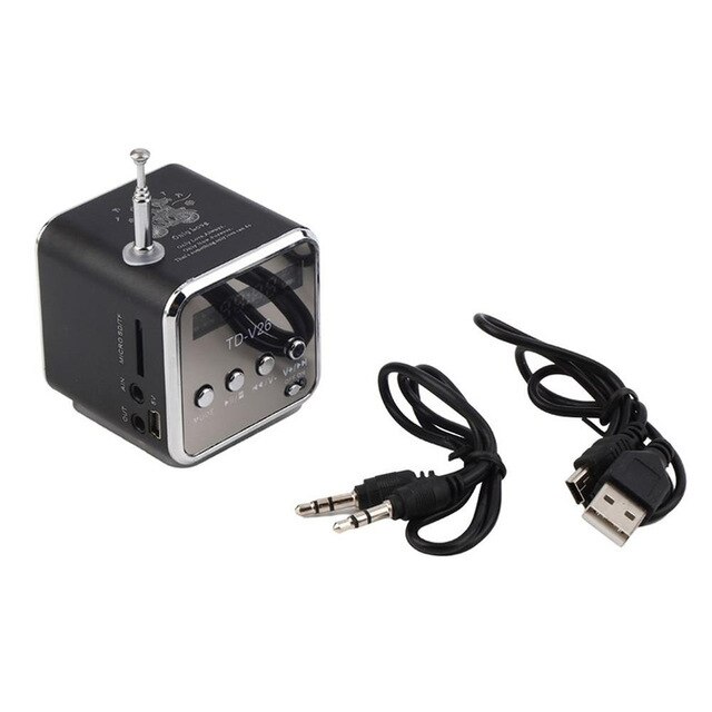 Mini digital bärbar radio fm mini radio internet fm radio högtalare usb sd-kortspelare för mobiltelefon pc musikspelare: Svart