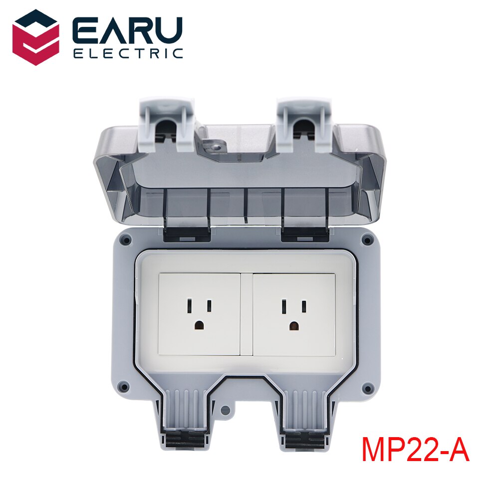 1pc Americ US Standard IP66 15A AC250V Weatherproof Waterproof Outdoor Wall Power Socket Box Electrical Outlet for Charging Pile: MP22-A