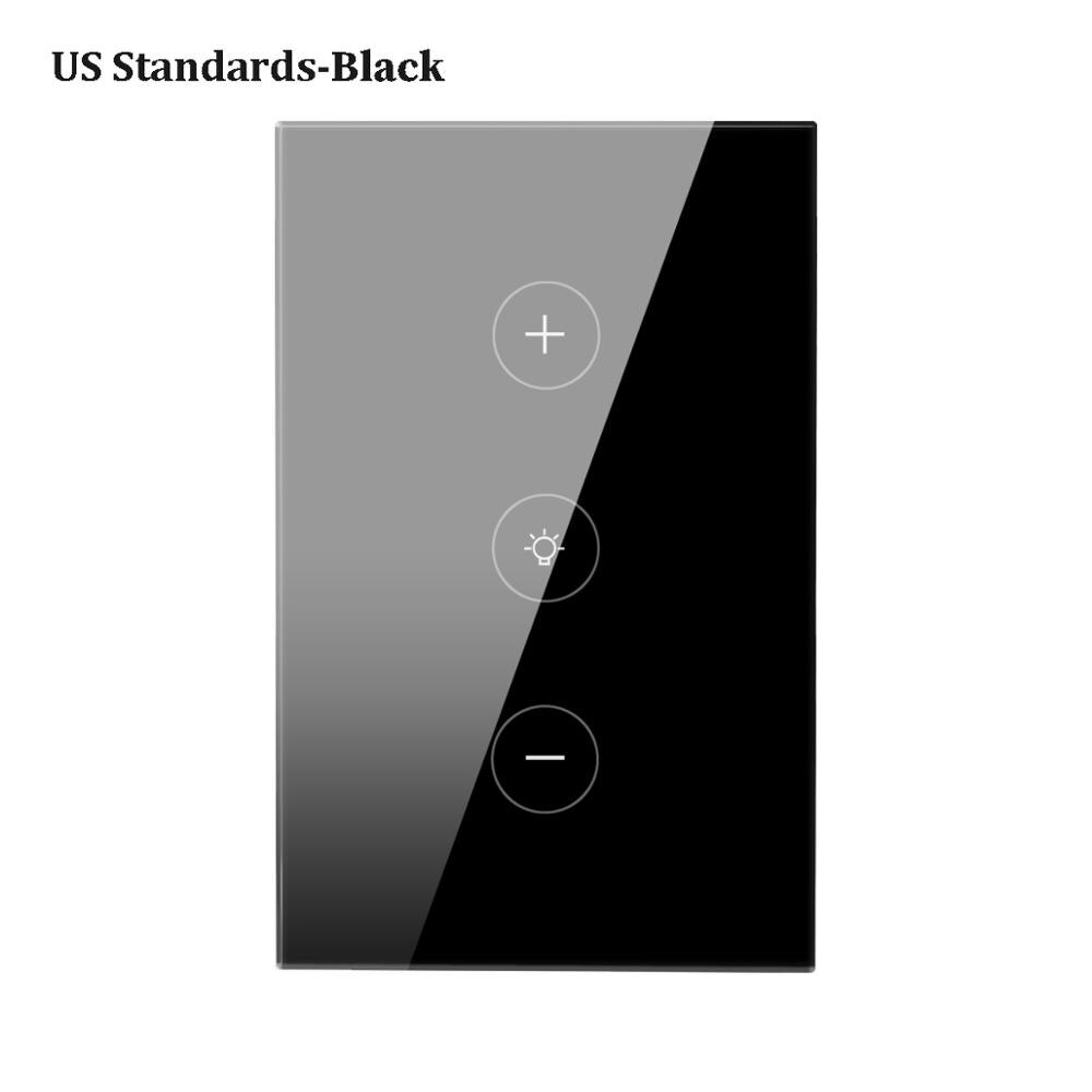 Led lysdæmper switch tuya smart life app wifi smart væg lys touch switch dæmpning 220v 110v kompatibel alexa google home eu / us: Os-sort