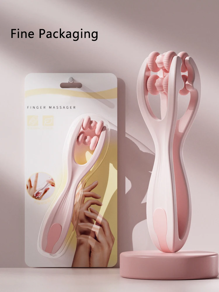 Vingermassageapparaat met dubbele rij rollers, eenvoudig in gebruik, verlicht vingervermoeidheid, bevordert de bloedsomloop, draagbaar vingermassageapparaat.