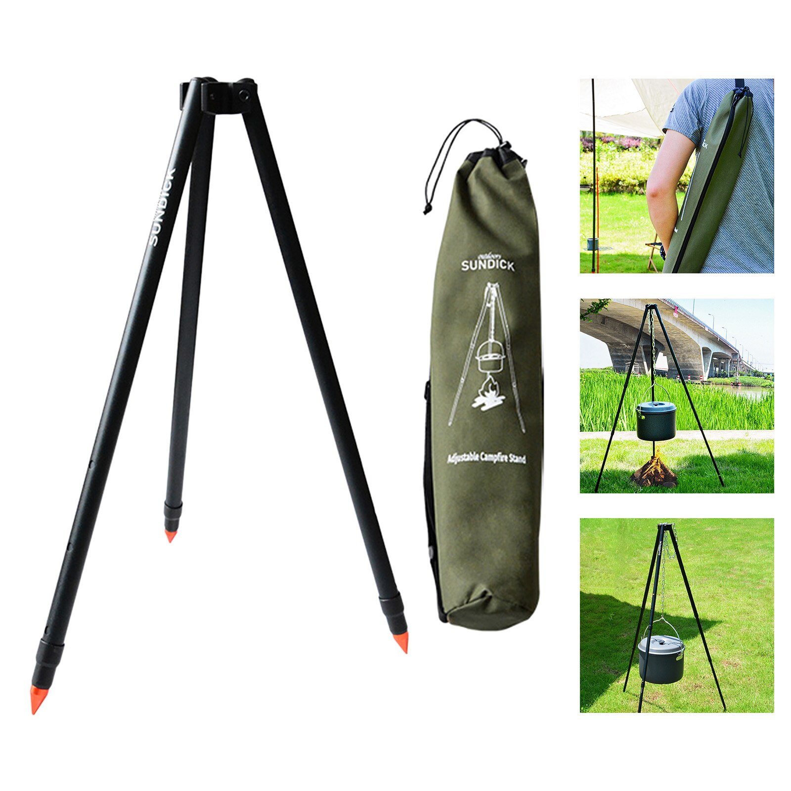 Grill Camping Tripod Portable Outdoor Cooking Tripod with Chain for Campfire Picnic ing Pot Stand Fishing Cookware