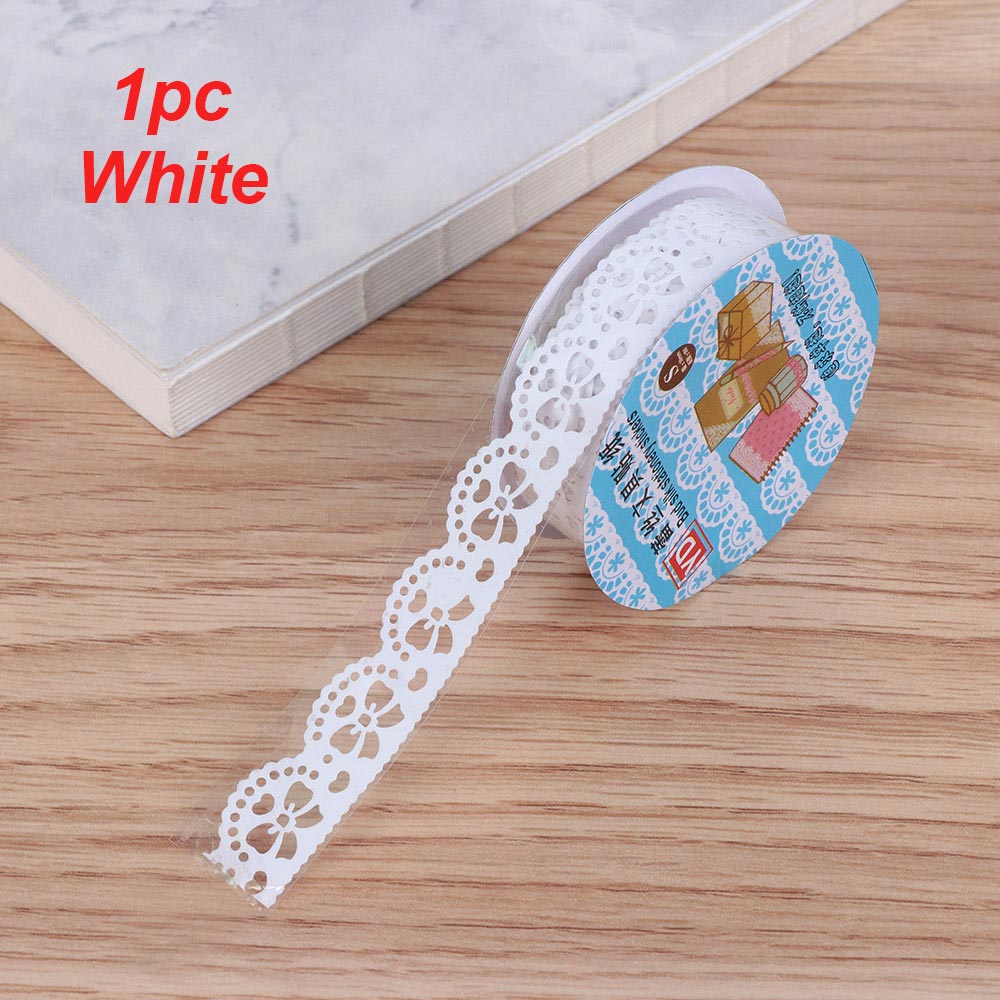 1 rolka kwiat taśma maskująca rolka do czyszczenia ubrań gumowa koronka rolka Scrapbooking naklejka samoprzylepna DIY rzemiosło Album dekoracyjny przyklejony: white