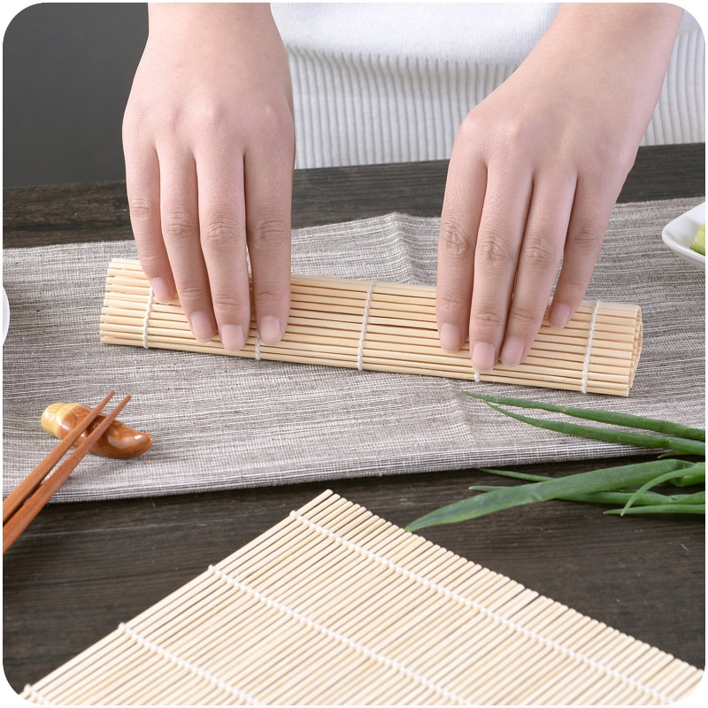 Tapis à rouler en bambou, 24x24cm, 1 pièce, ensemble de Sushi, tapis à rouler pour palettes de riz, outils de cuisine, accessoires de Sushi à faire soi-même
