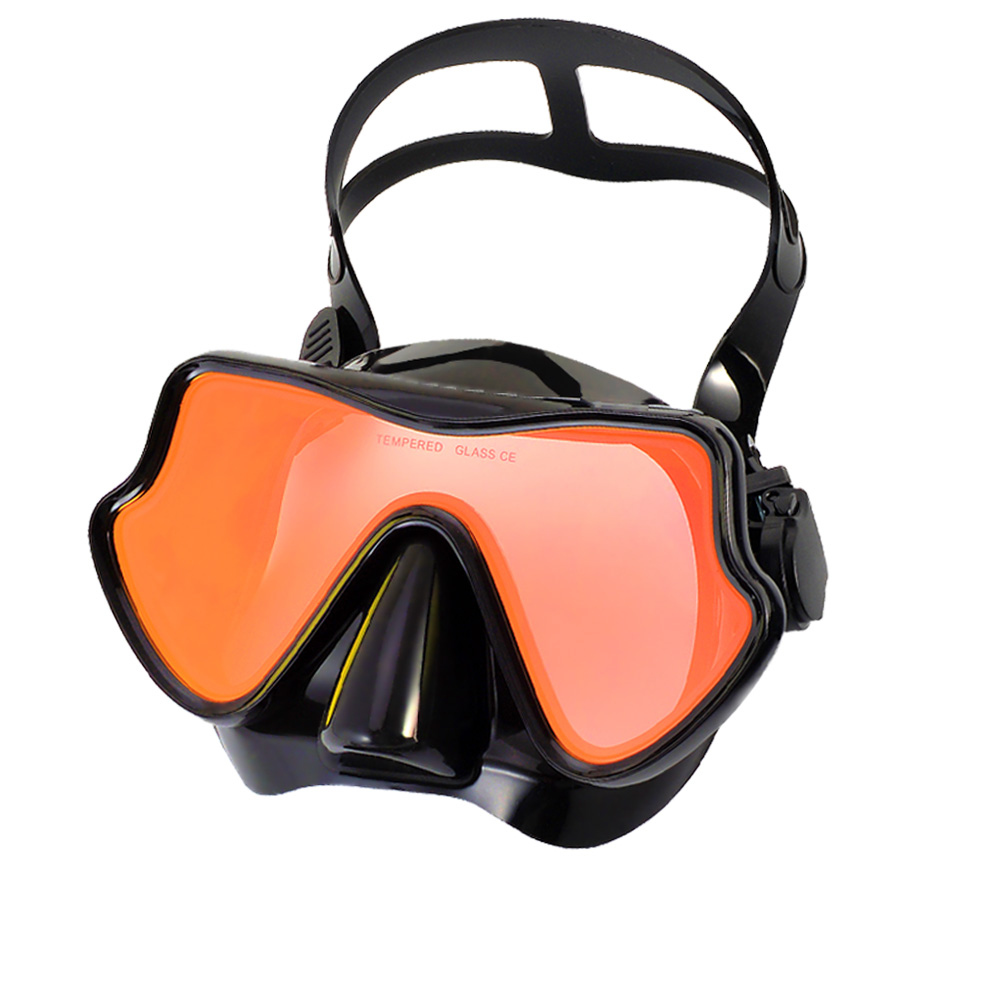 Maschera subacquea per snorkeling Occhialini da nuoto Gonna in silicone Maschera subacquea con lente colorata Vetro temperato Ampia vista per giovani adulti: giallo