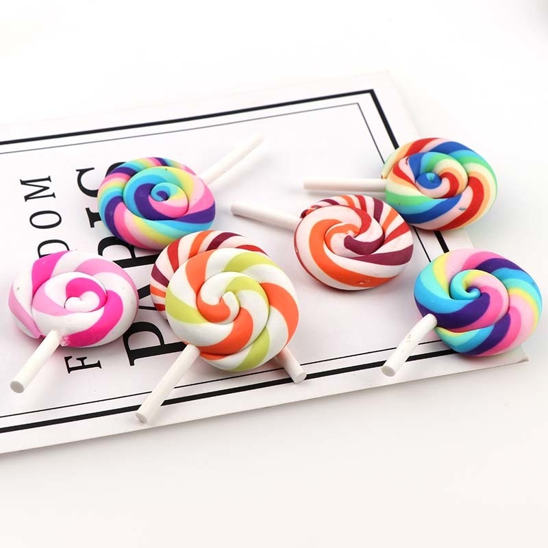 10 Stks/partij Regenboog Kleurrijke Spiraal Lolly Diy Candy Charms Hanger Meisjes Speelgoed Miniatuur Decoratie Sieraden Maken Accessoires