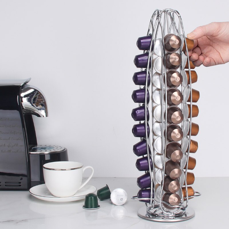 Coffee Capsule Rack Holder Carousel for Nespresso - Holds 40 Capsules OriginalLine. and Modern. 360-degree Rotation
