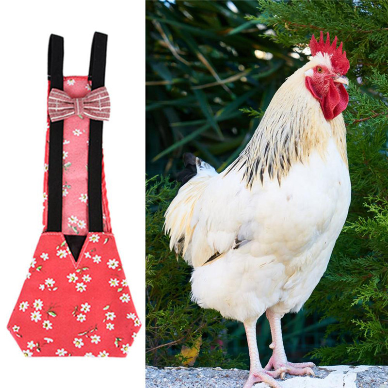 Adjustable Cotton Cloth Diaper Washable Bowknot Clothes for Farm Pet Goose Duck Chicken Poultry