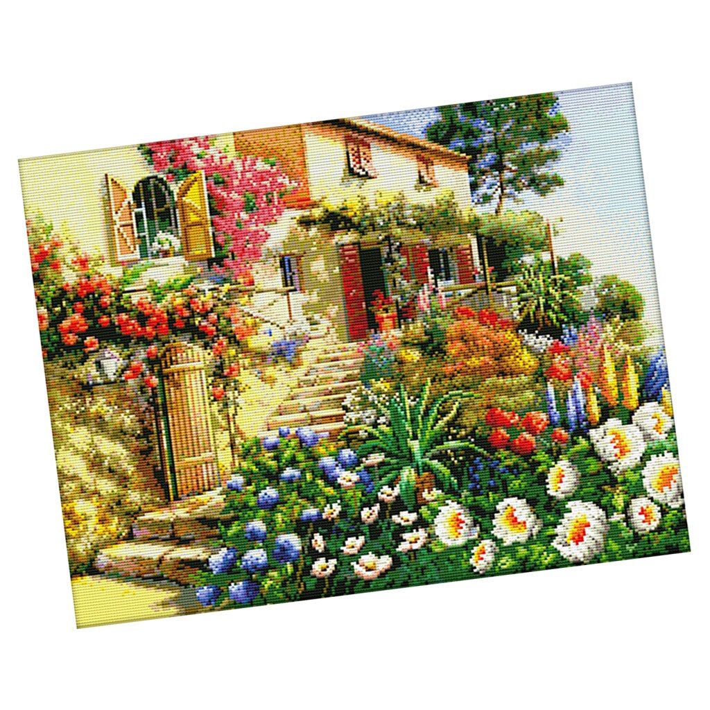 Garden Cottage Stamped Cross Stitch Kits Pre - Printed Pattern