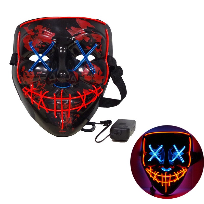 Halloween LED Masker Purge Maskers Verkiezing Mascara Kostuum DJ Party Light Up Maskers Glow In Dark 2 Kleur Splice Masker