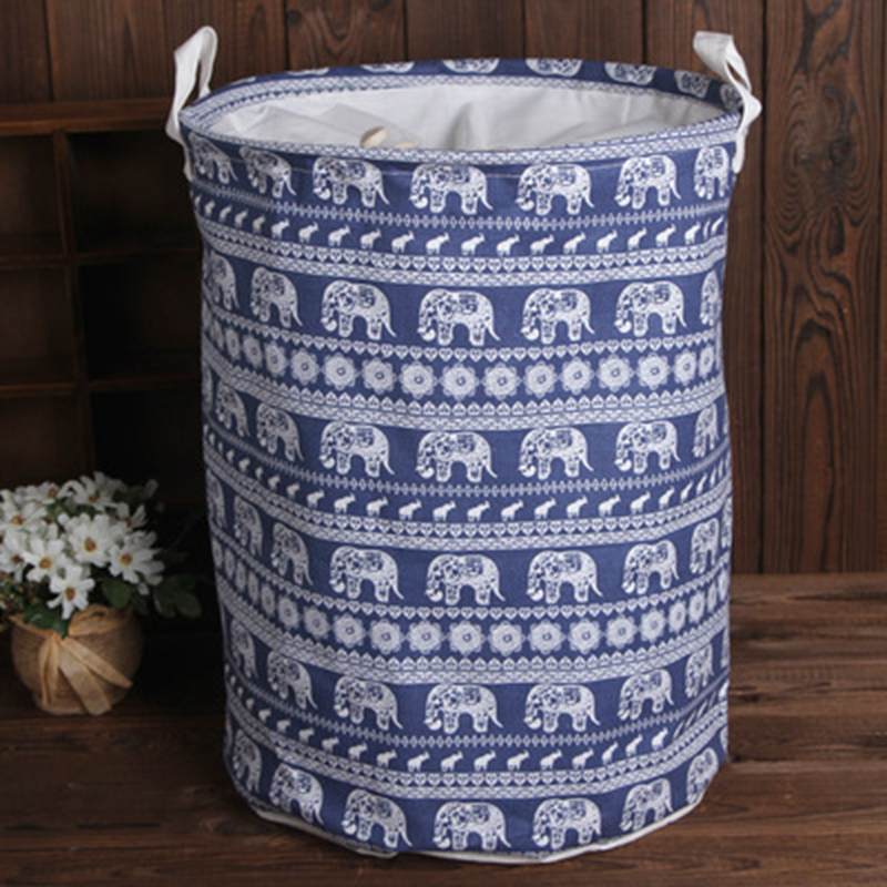 35cmx45cm Folding Drawstring Port Dirty Clothes Laundry Basket for Toy Clothing Storage Bucket Laundry Organizer: Elephant 35x45cm