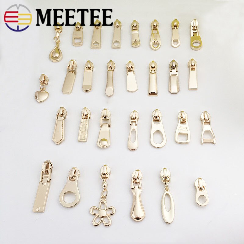 5 pièces 5 # fermeture métallique pour fermetures à glissière en Nylon sac vêtements Zipps tête tire Zip Kits de réparation bricolage accessoires de couture