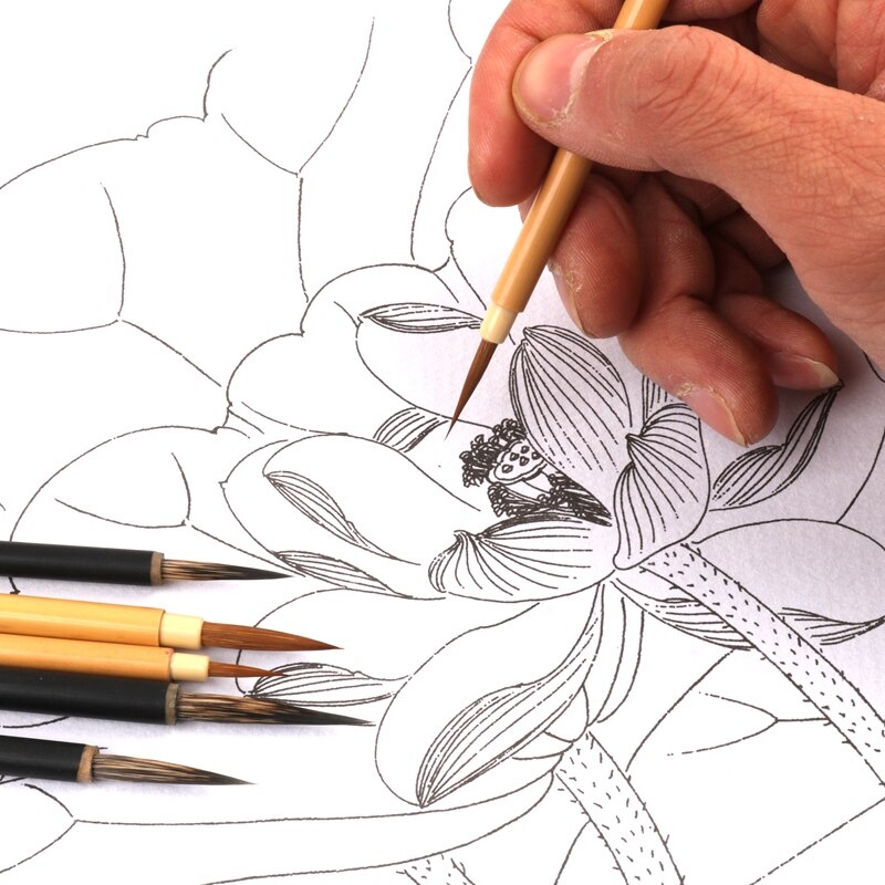 Wezel Haak Lijn Pen Set Aquarel Haak Lijn Chinese Schilderen Zorgvuldige Lijn Tekening Pen Schilderen Handgeschilderde Beginner