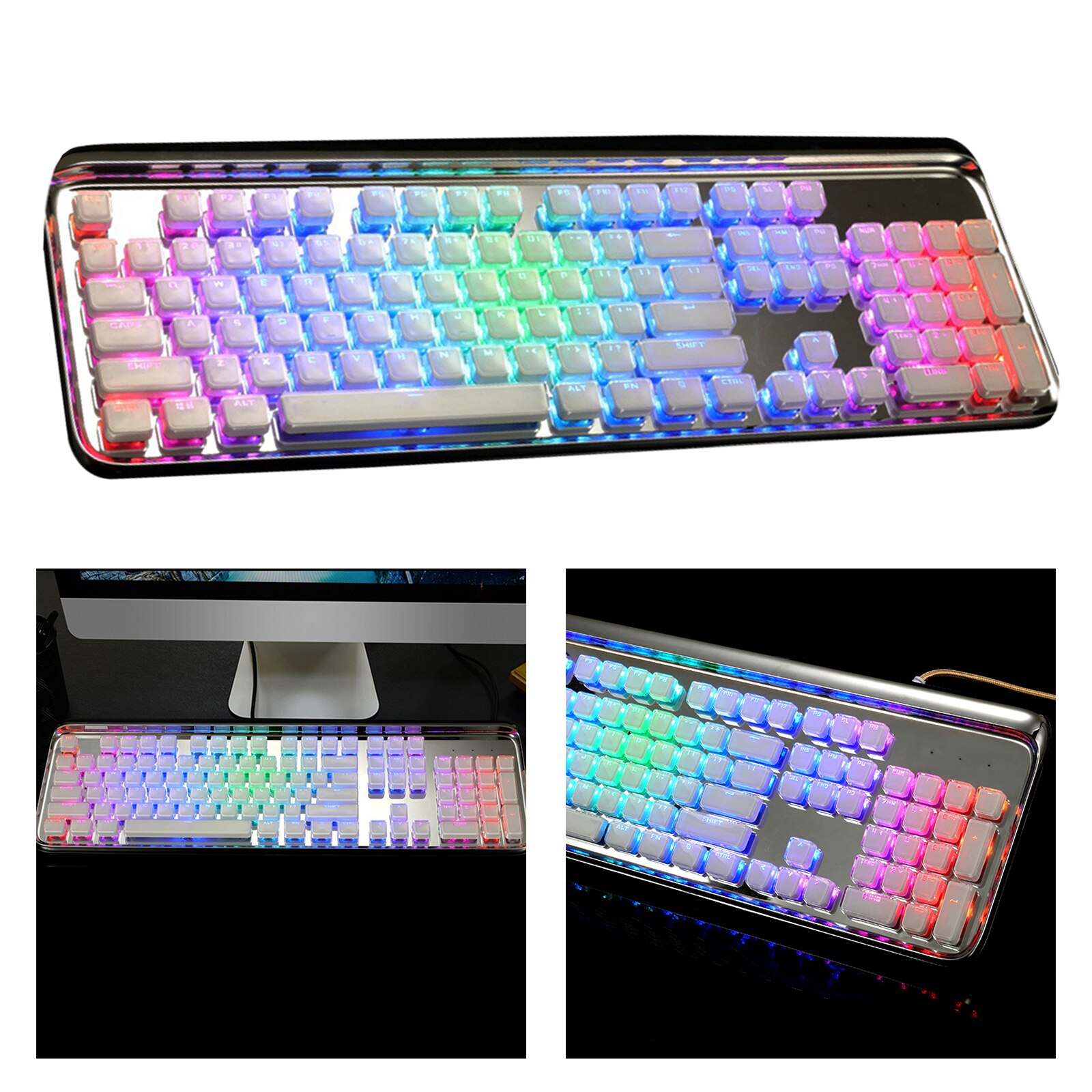 Crystal Pudding Keycaps Keycap Set with Translucent Layer Full 108 Key Set: white