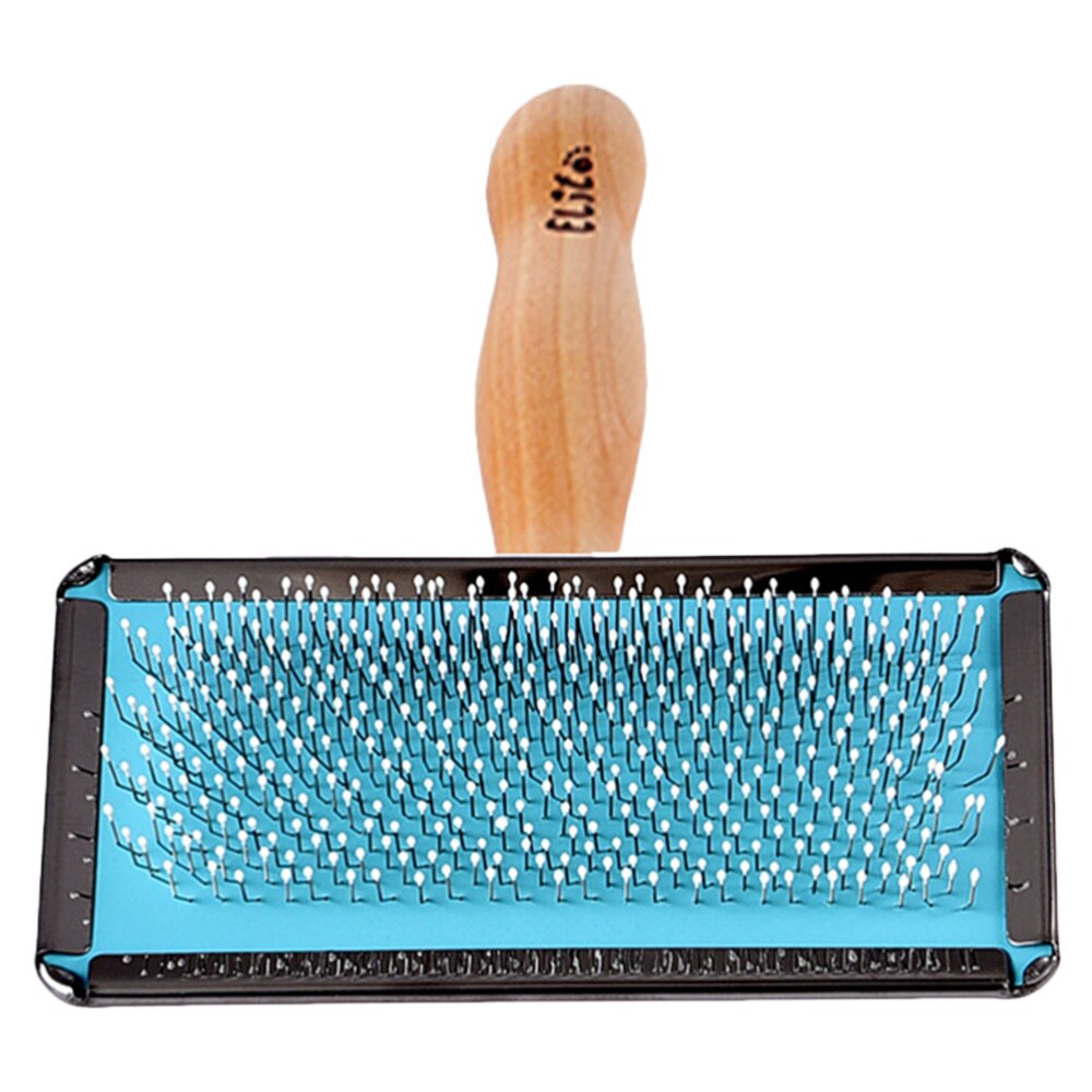 1Pc taille moyenne universel épilateur inoxydable aiguille cheveux nettoyant brosse pratique pour animal de compagnie chien chat (bleu, bois): Blue Wood Color 1