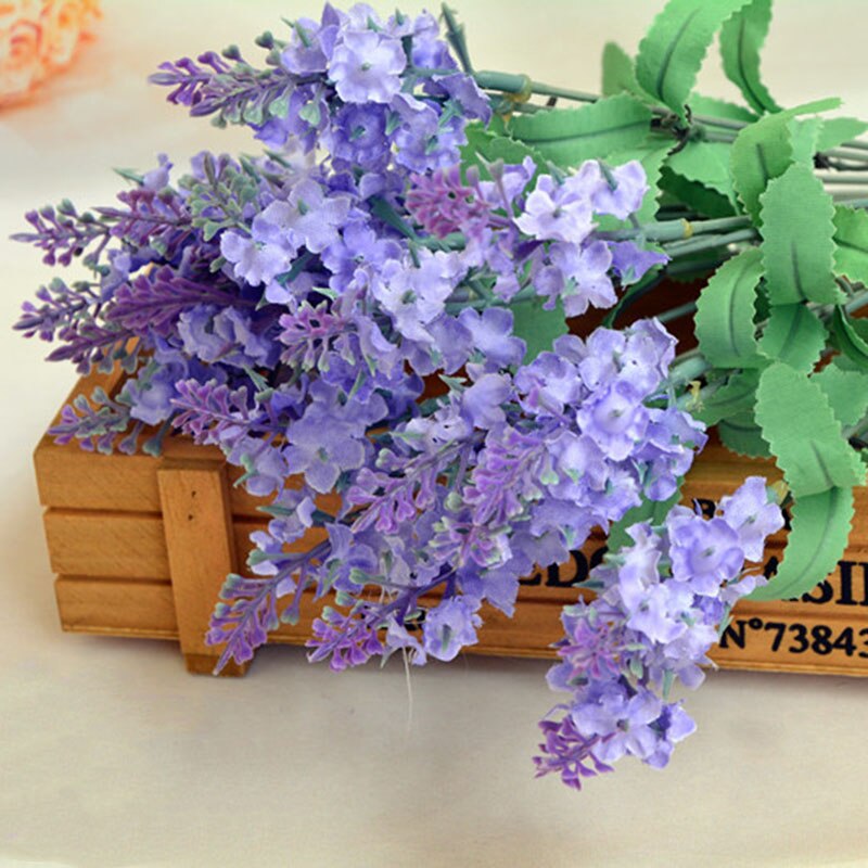 10 hoder romantisk provence dekorasjon lavendel blomst silke kunstige blomster korn dekorativ simulering av vannplanter: Lys lilla