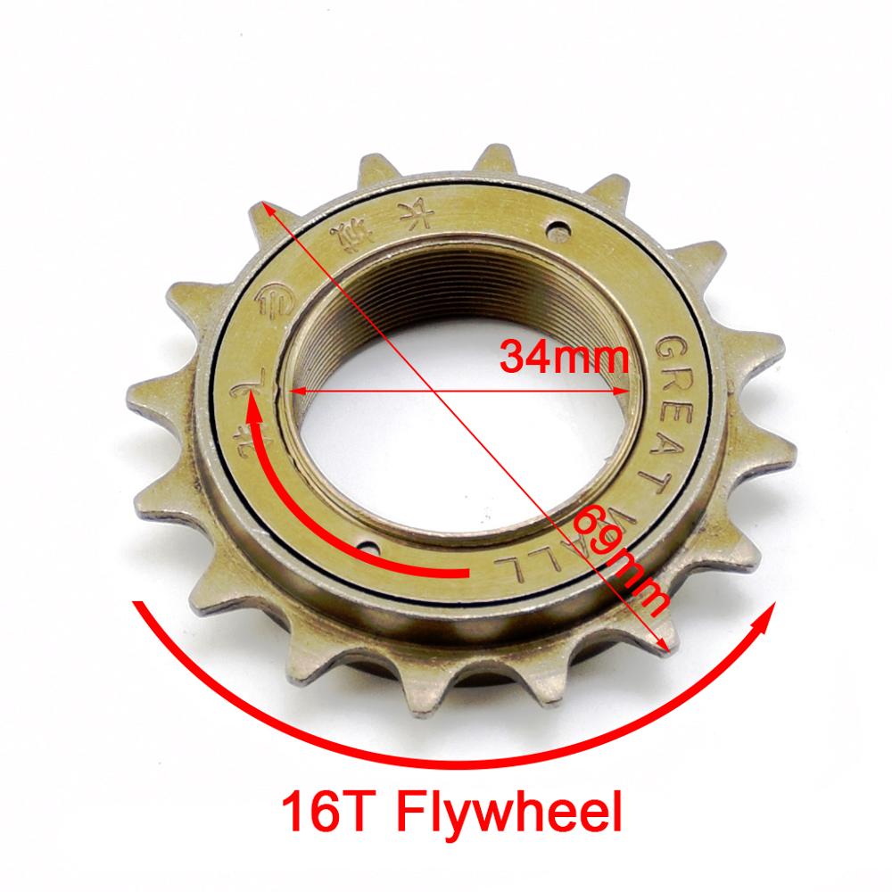 Universal 16t tænder 34mm 1/2 "  x 1/8 " single speed freewheel svinghjul tandhjul elektrisk e-cykel gear godt