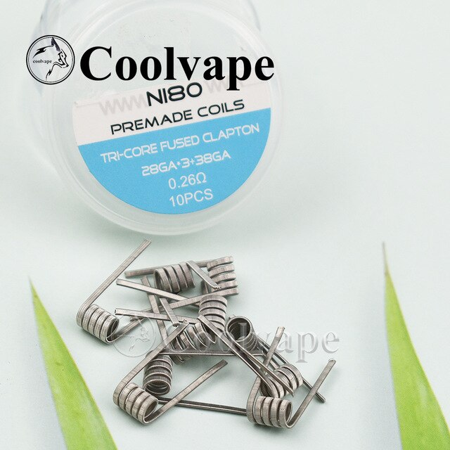 Wolf Coolvape NI80 bobine prefabbricate Clapton ad alta densità bobina Premade per filo di riscaldamento Mod atomizzatore rta e-cig RDA RTA da 510 fili: 0.26-3 / 1pcs