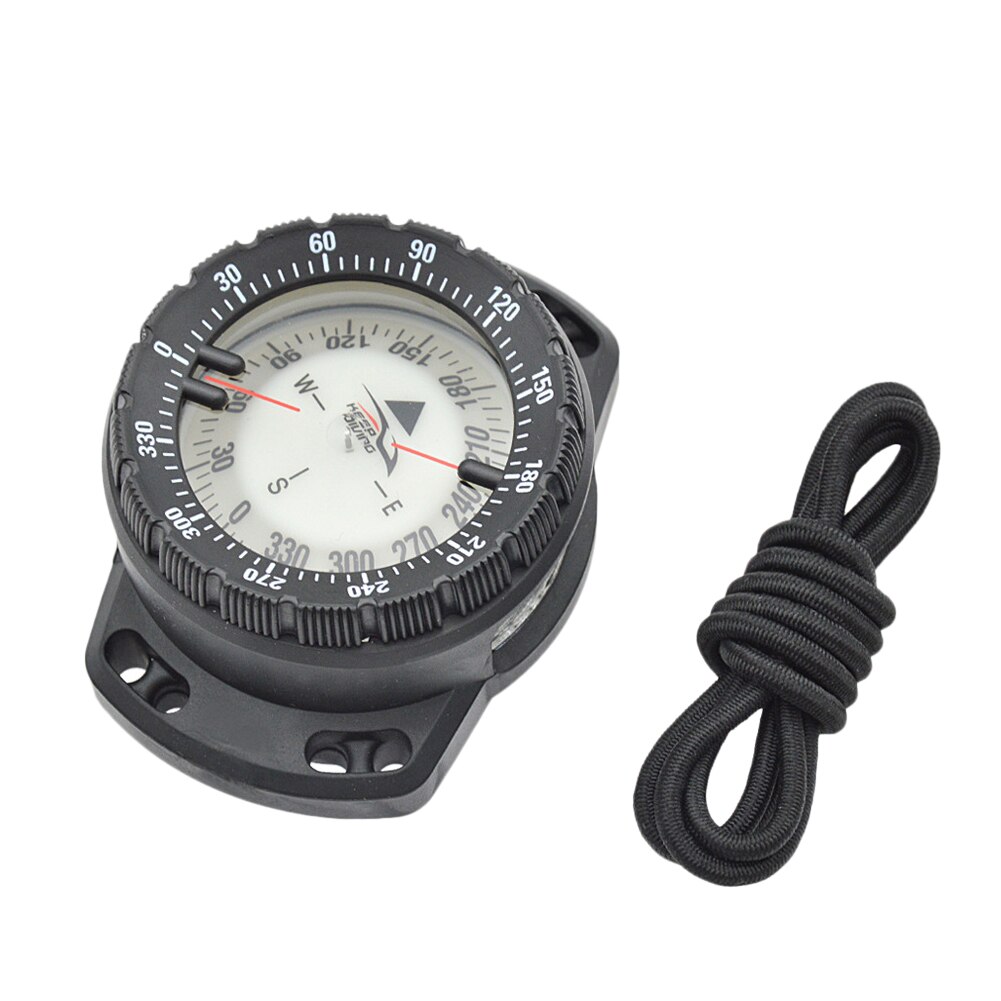 Underwater Luminous Compass Scuba Diving Navigation Compass Portable 50m Waterproof Dial with Wrist Strap for Outdoor Hiking: black