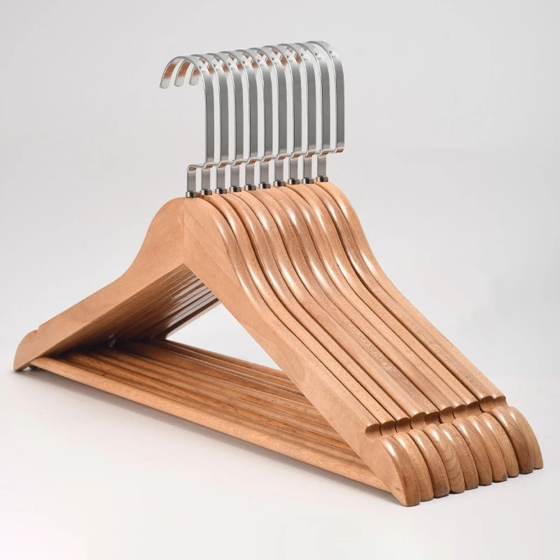 10 Stück Premium-Kleiderbügel aus Holz, langlebig, schwere Kleidungsaufbewahrung, rutschfester Kleiderbügel – Schulterkerbe 360 ° Drehbare Haken: Lila