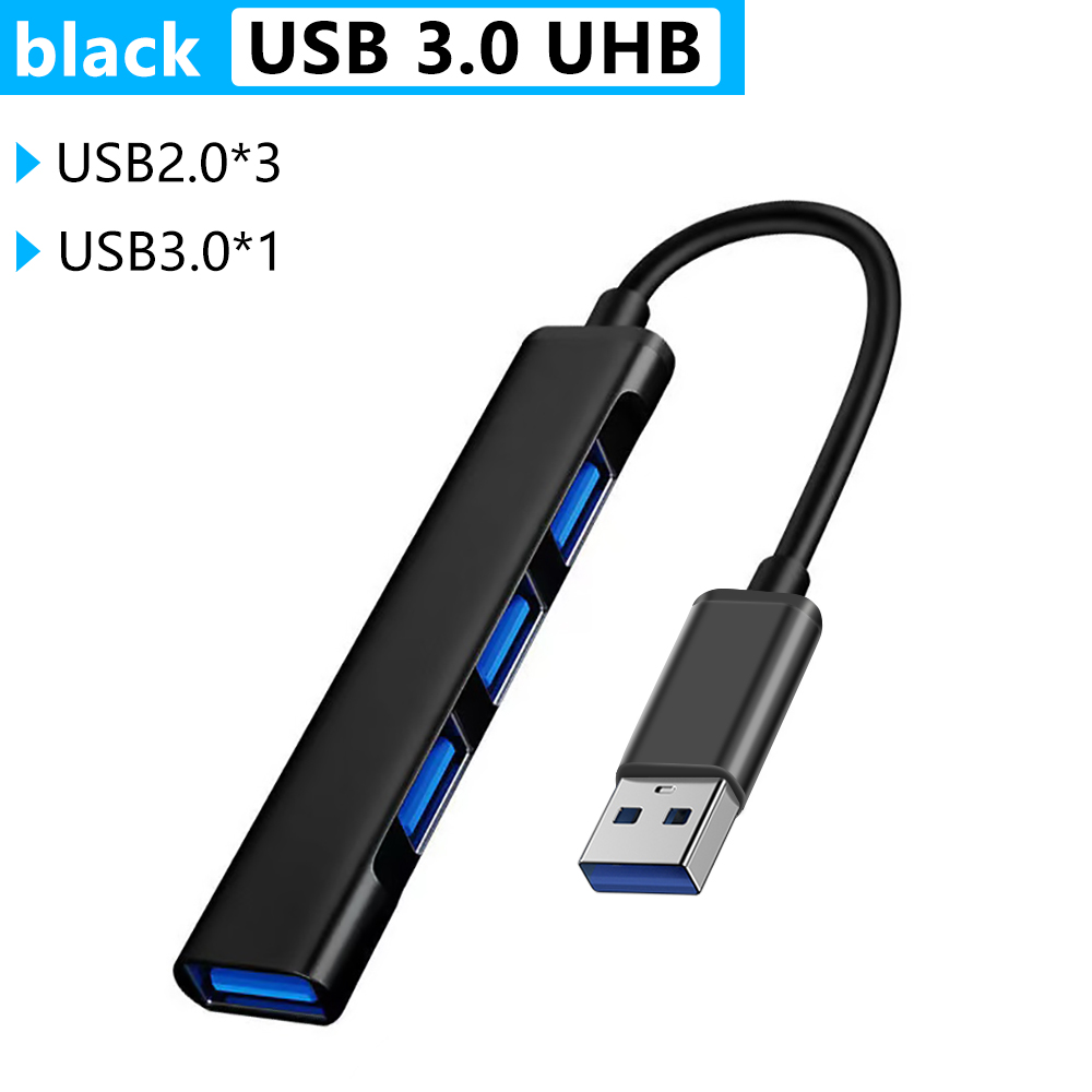 Tyyppi c usb c hub telakka 3.0 3.1 4 porttinen monijakaja sovitin otg lenovolle huawei xiaomi macbook pro 15 air pro tarvikkeet: Usb 3.0 musta