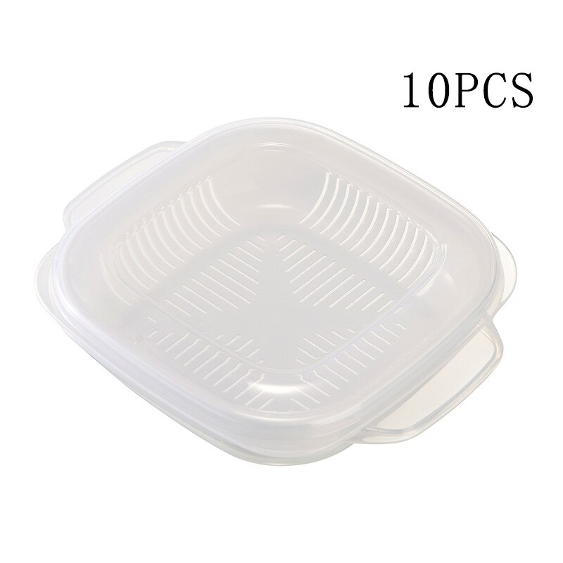 Fresh-keeping Box Frozen And Heated In Microwave Oven Vegetable Rice Separate Rice Sub Packaging Box Kitchen Organizer Container: 10pcs