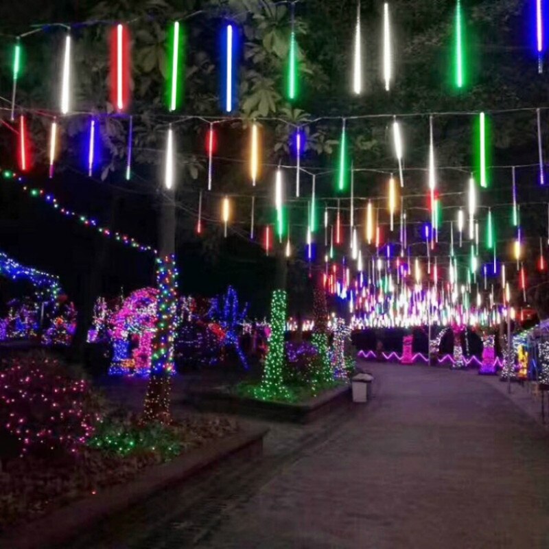 30/50cm 8 tubos lluvia de meteoros luces de cadena LED decoraciones para árboles de Navidad guirnalda de calle para decoración al aire libre Año Navidad