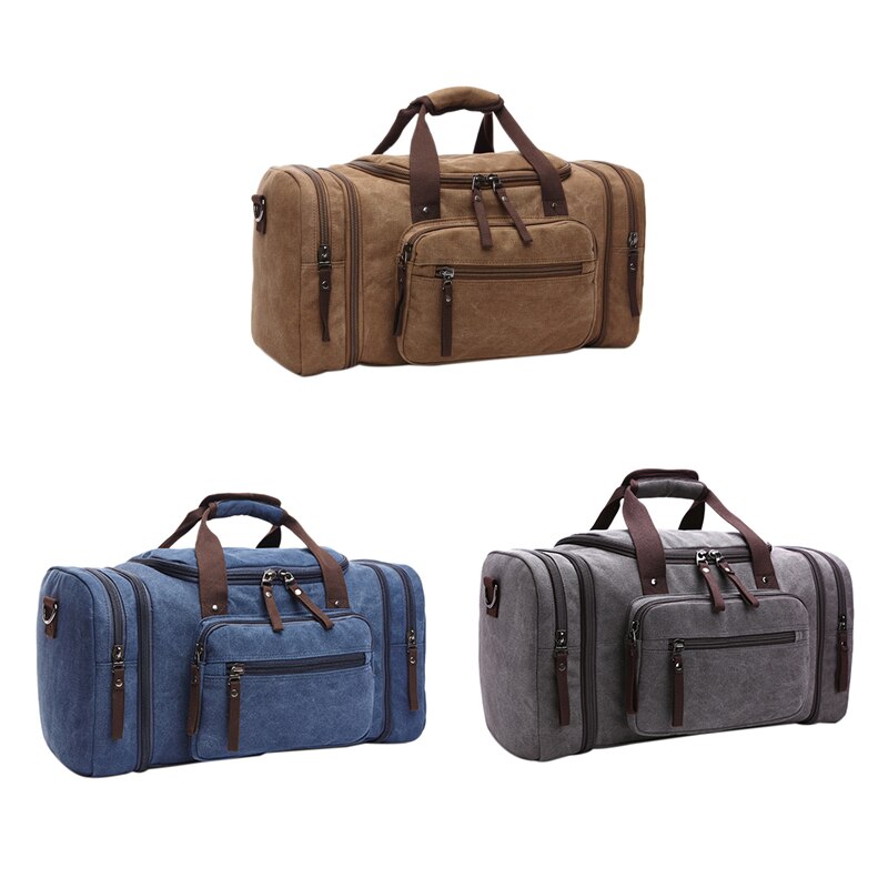 Gran capacidad, equipaje de mano para hombre, bolsas de lona para viaje, bolsas de viaje, bolsos de hombro para fin de semana, bolsa de lona multifuncional para la noche