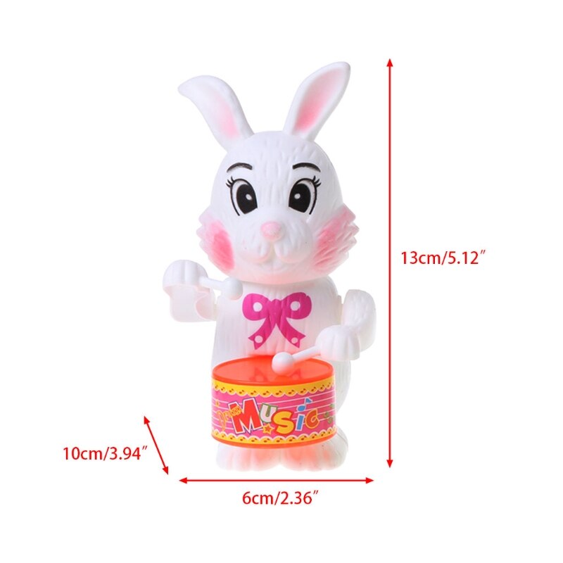 Jouet à tambour en forme de lapin, horloge à remonter, jouet éducatif, pour enfant, R66D