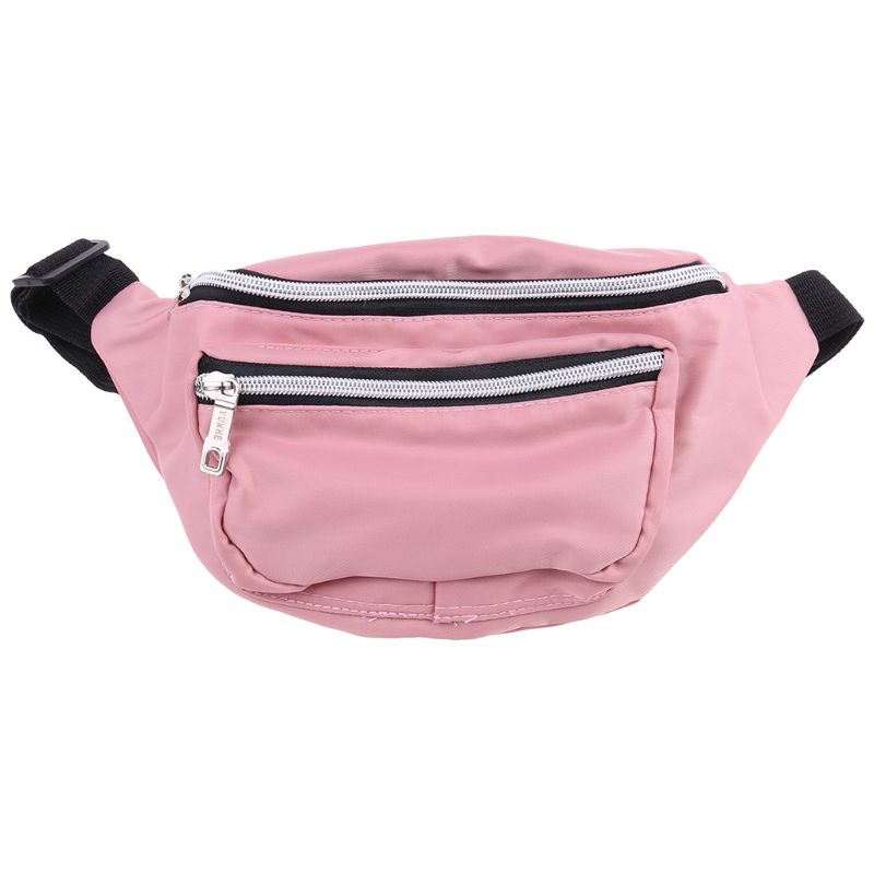 Unisex nylon heuptas mobiele telefoonhouder portemonnee dubbele rits borst handtas