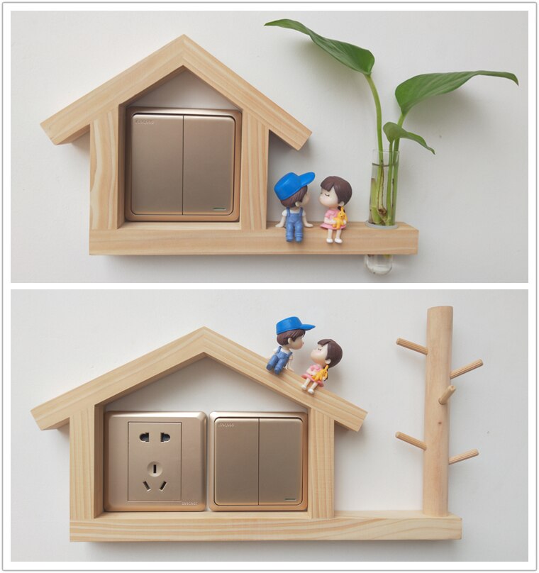 Wall Decoration Solid Wood Switch Decoration Household Socket Panel Shielding Cover Decorative Frame