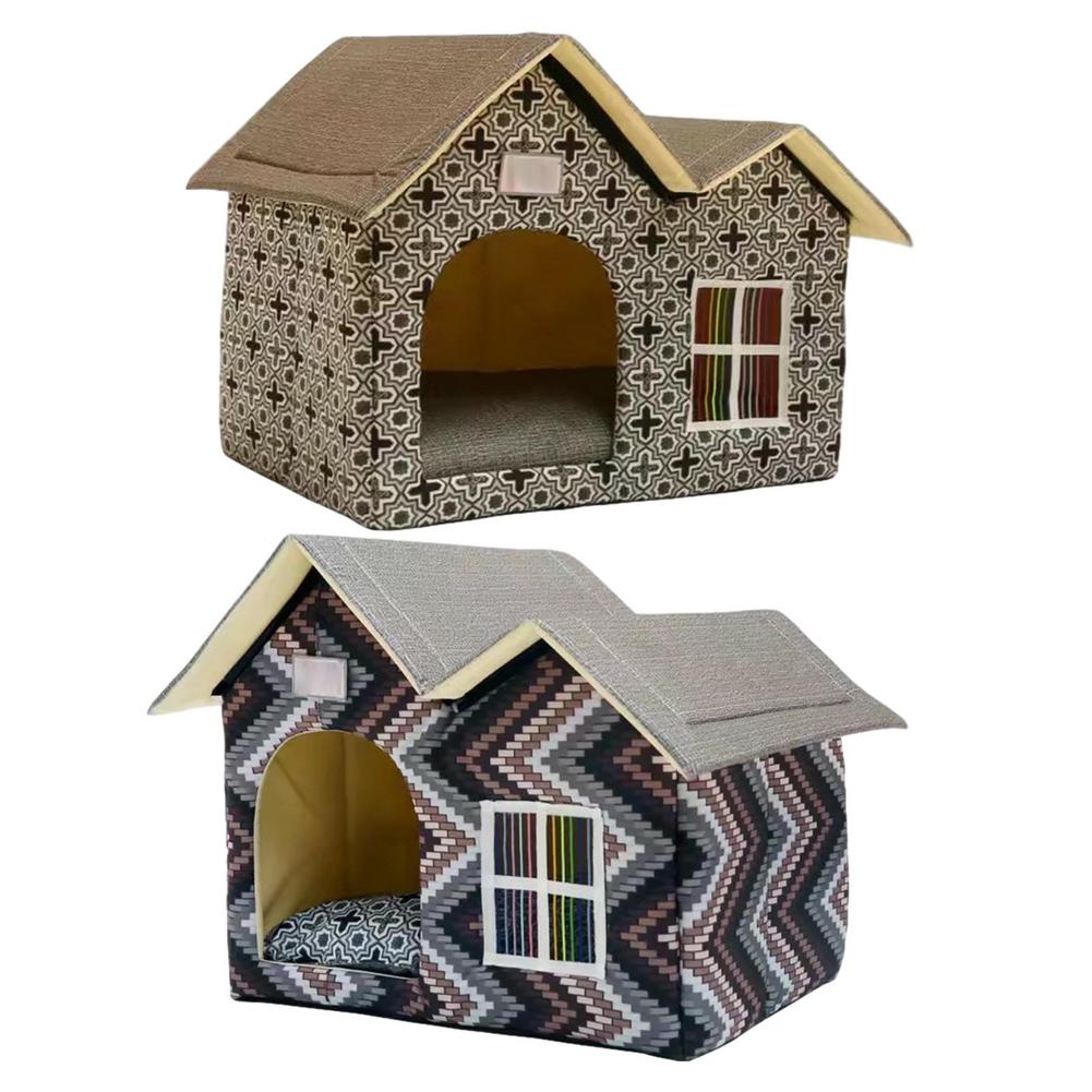 Maison de chat à Double toit, maison pour animaux de compagnie, imperméable, abri pour chaton, intérieur et extérieur