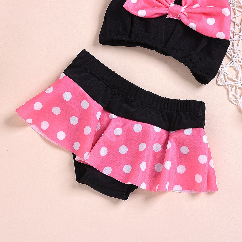 Baby Kids Girl Summer Ruffle Suspender Dot Printed Bikini Swimwear Swimsuit Set Printed Bodysuit Maillots de bain pour enfants#2