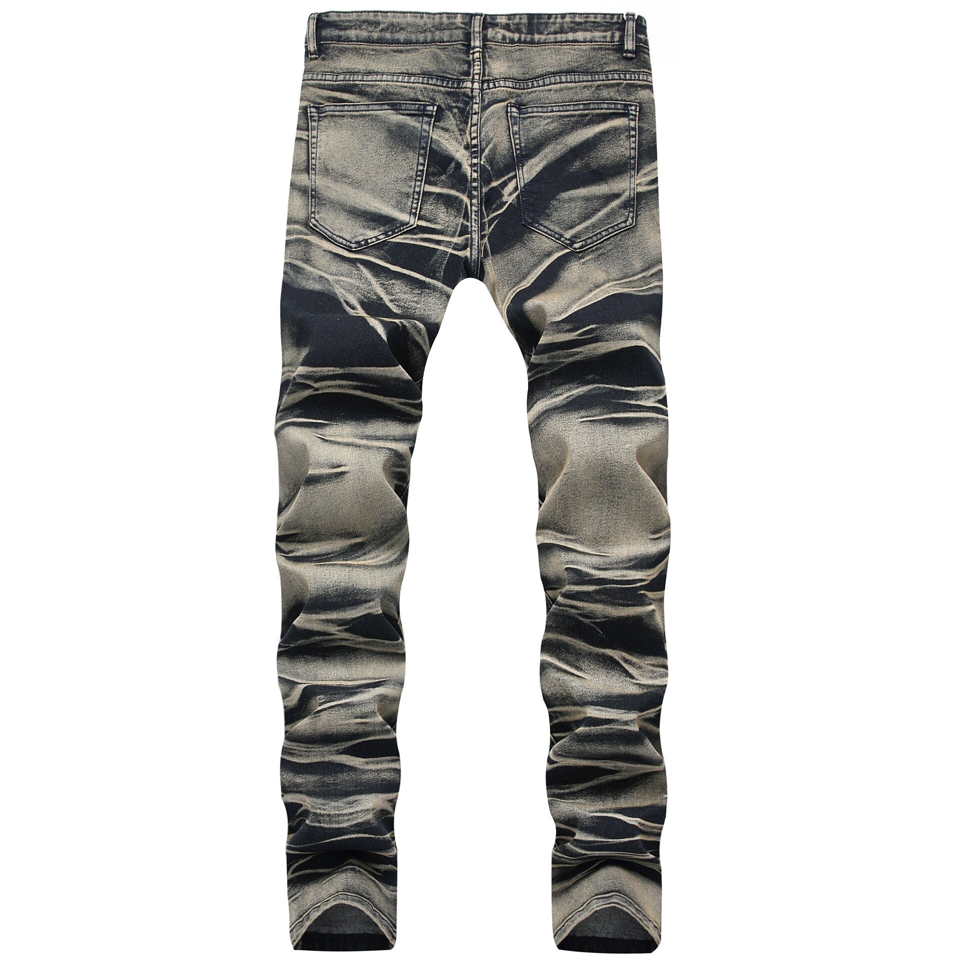 Men's Vintage Ripped Jeans Joggers Retro Yellow Distressed Denim Pants Trousers Plus Size 29-40 Skinny Jeans Men