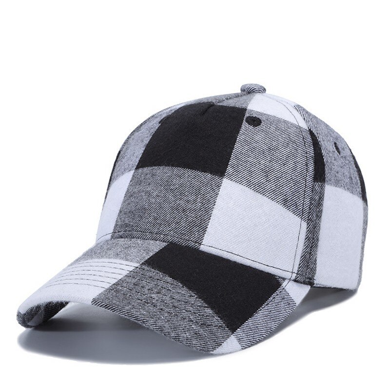 Casual Plaid Print Baseball Cap Soft Cotton Blend Checked Print Outdoor Hat Cap Adjustable Snapback Baseball Cap: C09